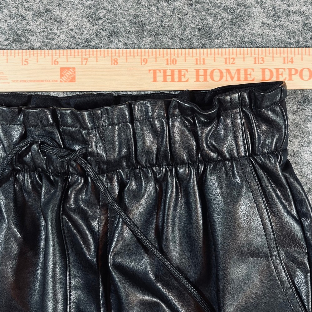 Abercrombie & Fitch Vegan Leather Pants Womens M Black Paperbag‎ Waist Edgy Chic - Picture 8 of 11
